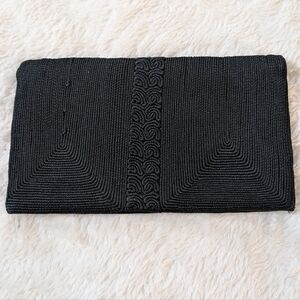 Vintage Corde Black Textured Clutch